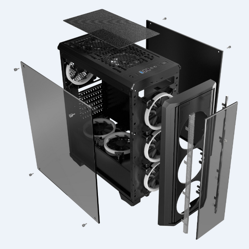 Fan di RGB di caso di gioco della cassa del desktop computer con il caso di vetro di Front Iron Net Panel ATX del pannello
