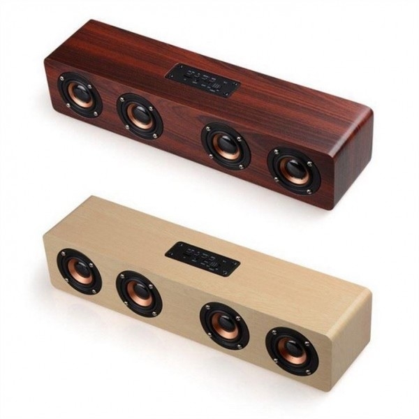 Altoparlante HIFI wireless Bluetooth in legno da 4000 mAh Soundbar musicale portatile AUX Vivavoce per TV