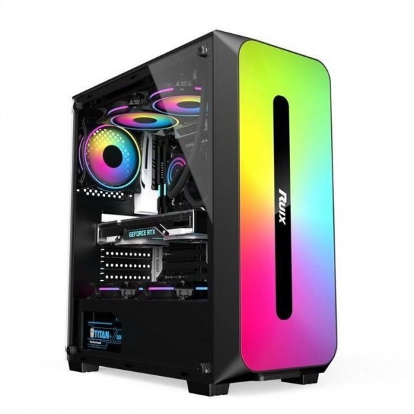 CUSTODIA Micro ATX /ATX/ITX Dazzle Effetto ARGB Alimentatore per montaggio sul pannello frontale Disponibile in bianco e nero