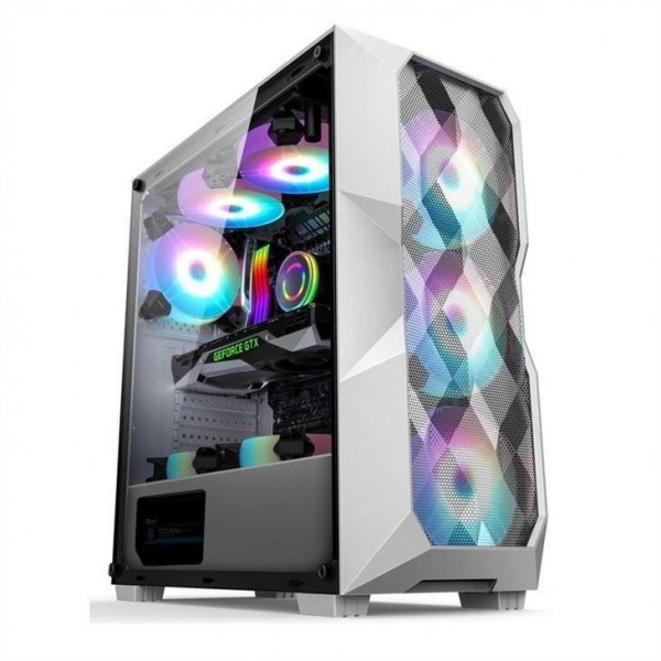 Mezzo torre del flusso d'aria ATX della cassa del computer del flusso d'aria ARGB con Mesh Front Panel poligonale che illuminazione di sostegno tre 12cm ARGB