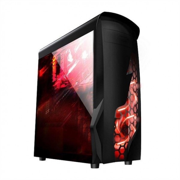 ETEK Airflow ATX Mid-Tower con pannello anteriore cavo e trasparente pannello laterale sinistro pieno acrilico