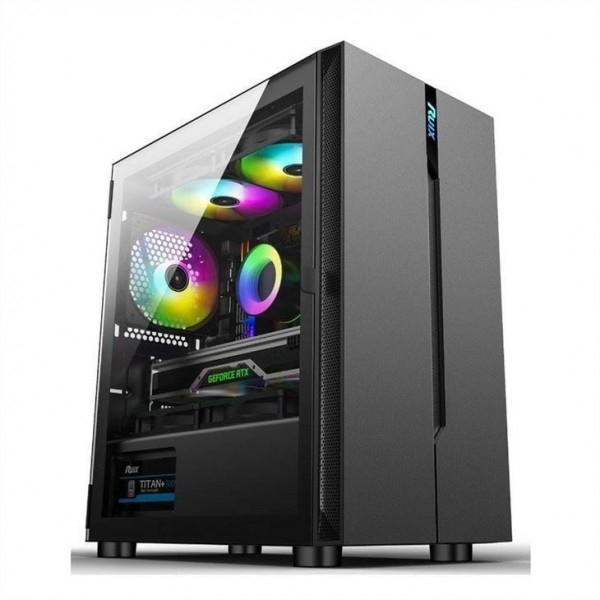 Case per computer ETEK - Pannello sinistro apertabile Fornitura di alimentazione Montatura inferiore Ventilatori RGB installabili Pannello semplice e generoso