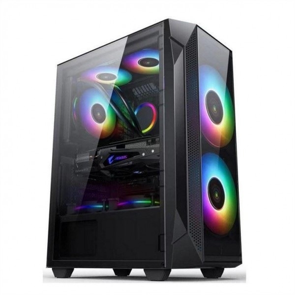 ETEK ATX/Matx Computer Case Pannello di vetro temperato su supporto laterale e frontale Ventilatori 2x14cm o 3x12cm su supporto frontale Rad