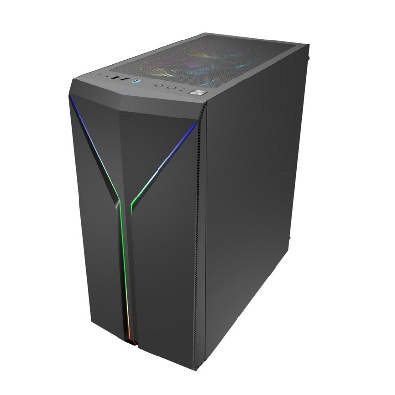 ETEK Stylish Computer Case Simmetrico ARGB LED Strip Tempered Glass Side Panel Top I/O Panel con Magnetic Dust Net