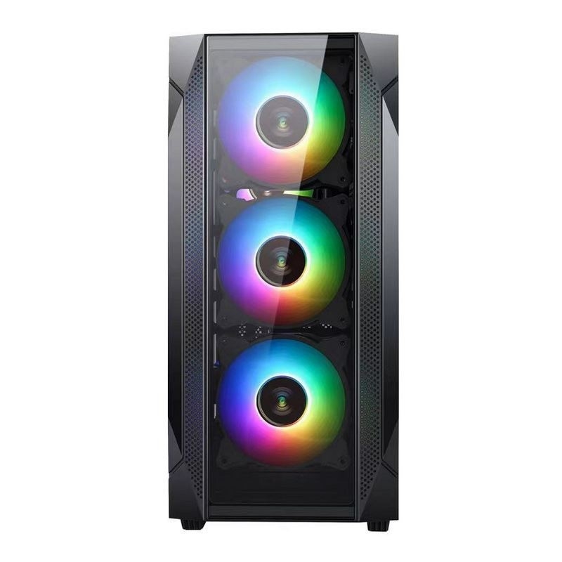 ETEK ATX/Matx Computer Case Pannello di vetro temperato su supporto laterale e frontale Ventilatori 2x14cm o 3x12cm su supporto frontale Rad