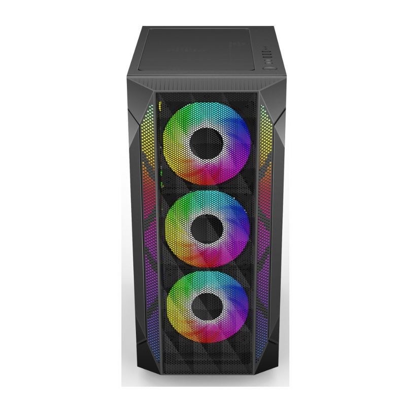 ETEK - ATX/Matx Computer Case Pannello di vetro temperato su maglia pressata laterale Pannello anteriore supporto Radiatore raffreddato ad acqua