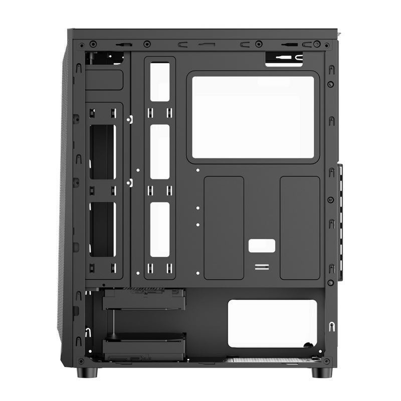 ETEK Cassa luminosa per computer, pannello anteriore a strisce LED Wave, effetto luce ARGB, supporto radiatore raffreddato ad acqua