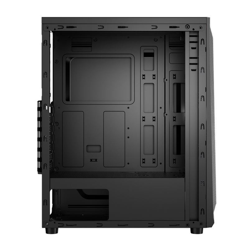 ETEK Cassa luminosa per computer, pannello anteriore a strisce LED Wave, effetto luce ARGB, supporto radiatore raffreddato ad acqua