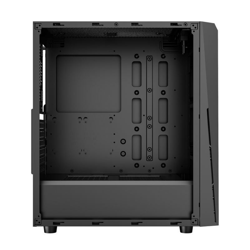ETEK - PC Mid Tower Case Pannello anteriore irregolare e a maglia con striscia LED ARGB, pannello laterale in vetro temperato, pannello I/O superiore