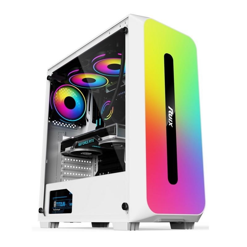 CUSTODIA Micro ATX /ATX/ITX Dazzle Effetto ARGB Alimentatore per montaggio sul pannello frontale Disponibile in bianco e nero