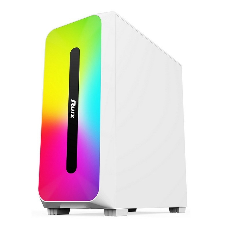 CUSTODIA Micro ATX /ATX/ITX Dazzle Effetto ARGB Alimentatore per montaggio sul pannello frontale Disponibile in bianco e nero