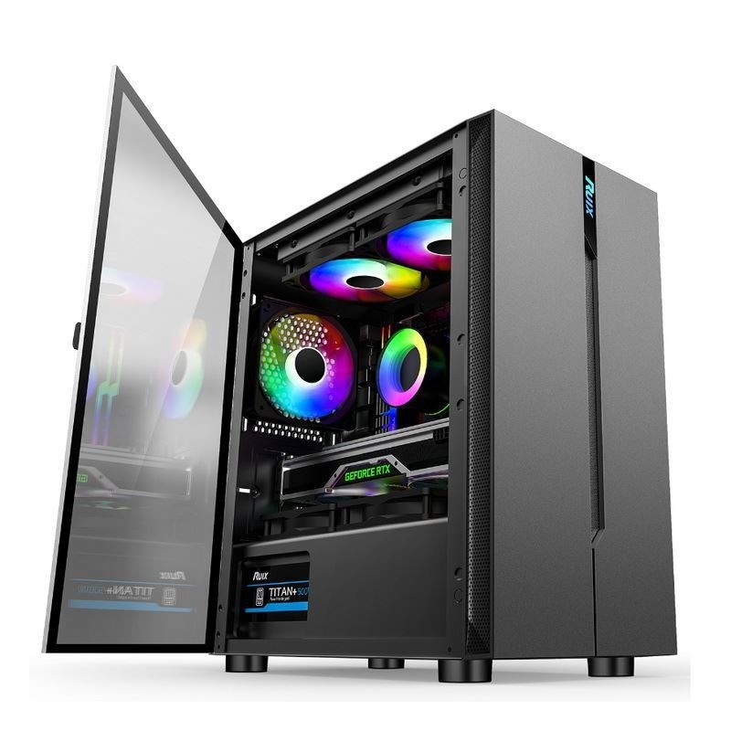 Case per computer ETEK - Pannello sinistro apertabile Fornitura di alimentazione Montatura inferiore Ventilatori RGB installabili Pannello semplice e generoso