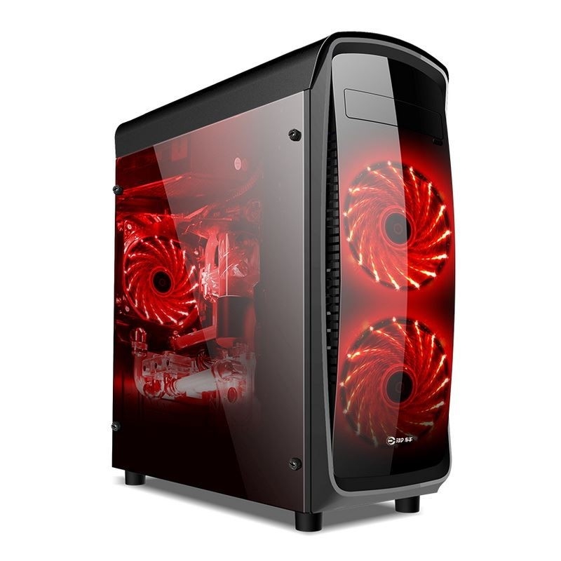 ETEK ATX Mid-Tower Case Acrilico Front & Side Panel Full Side View Nero E Bianco