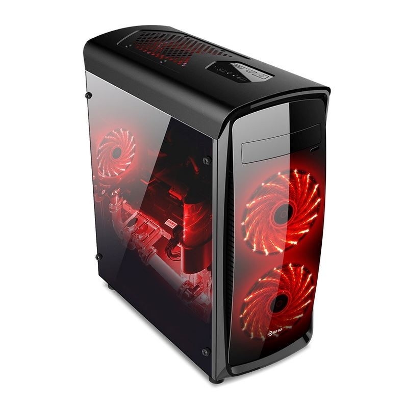 ETEK ATX Mid-Tower Case Acrilico Front & Side Panel Full Side View Nero E Bianco