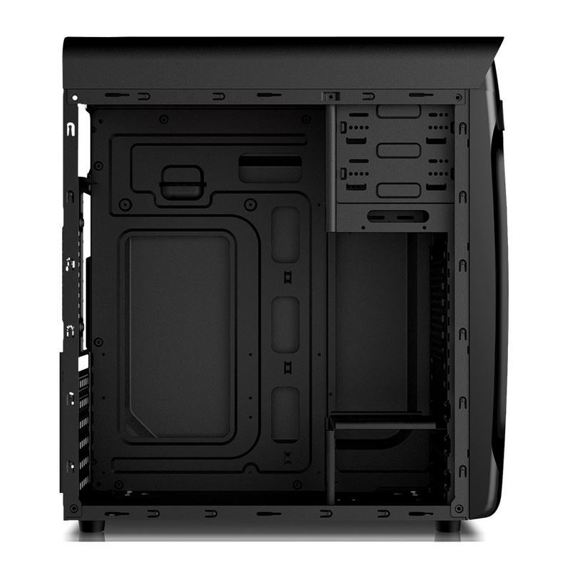 ETEK ATX Mid-Tower Case Acrilico Front & Side Panel Full Side View Nero E Bianco