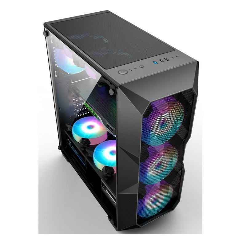 Mezzo torre del flusso d'aria ATX della cassa del computer del flusso d'aria ARGB con Mesh Front Panel poligonale che illuminazione di sostegno tre 12cm ARGB