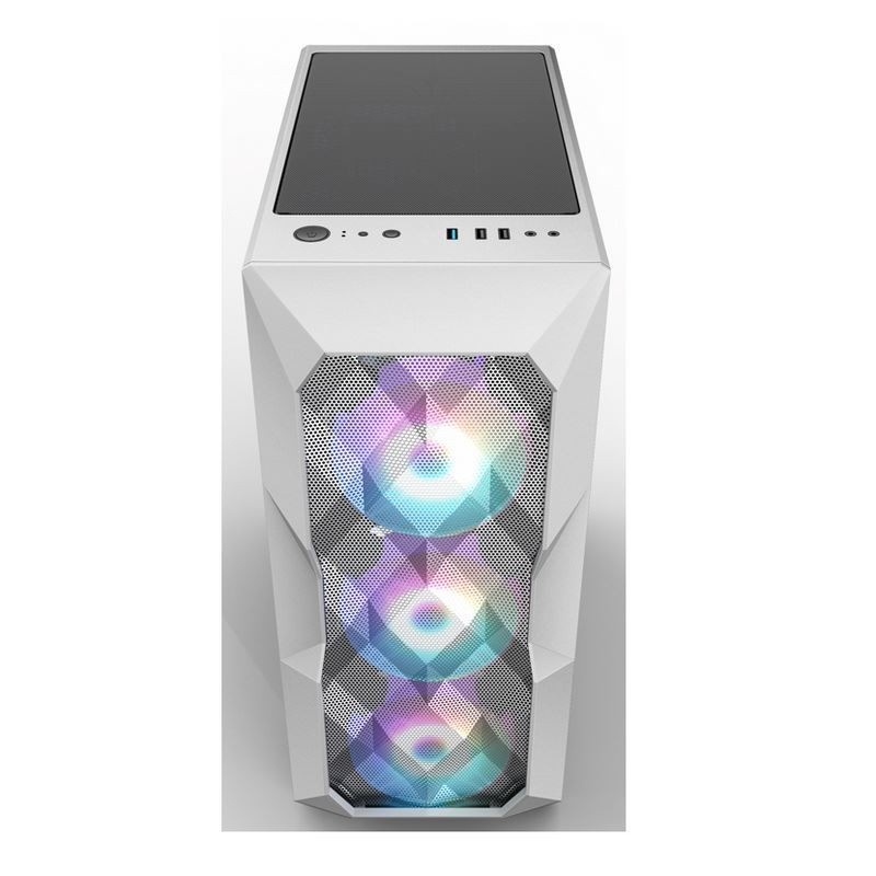 Mezzo torre del flusso d'aria ATX della cassa del computer del flusso d'aria ARGB con Mesh Front Panel poligonale che illuminazione di sostegno tre 12cm ARGB