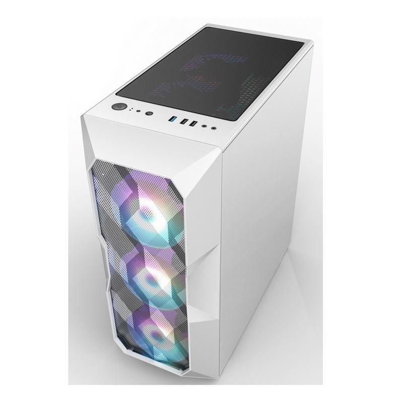 Mezzo torre del flusso d'aria ATX della cassa del computer del flusso d'aria ARGB con Mesh Front Panel poligonale che illuminazione di sostegno tre 12cm ARGB