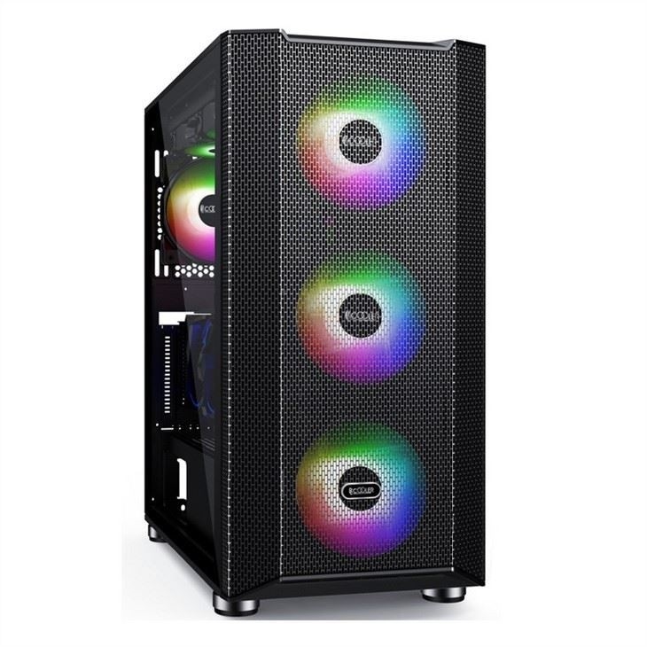 Custodia per computer con filtro antipolvere dal design magnetico Supporta 6 ventole ATX Mid-Tower PC Gaming Case Pannello laterale in vetro Gestione cavi
