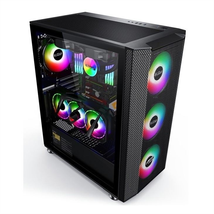 Custodia per computer con filtro antipolvere dal design magnetico Supporta 6 ventole ATX Mid-Tower PC Gaming Case Pannello laterale in vetro Gestione cavi