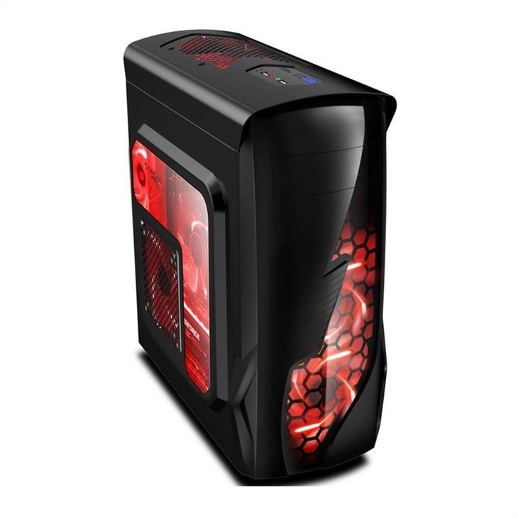 ETEK Airflow ATX Mid-Tower con pannello anteriore cavo e trasparente pannello laterale sinistro pieno acrilico