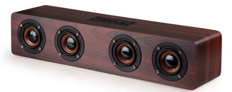 Altoparlante HIFI wireless Bluetooth in legno da 4000 mAh Soundbar musicale portatile AUX Vivavoce per TV