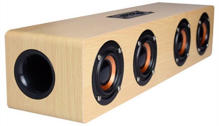 Altoparlante HIFI wireless Bluetooth in legno da 4000 mAh Soundbar musicale portatile AUX Vivavoce per TV