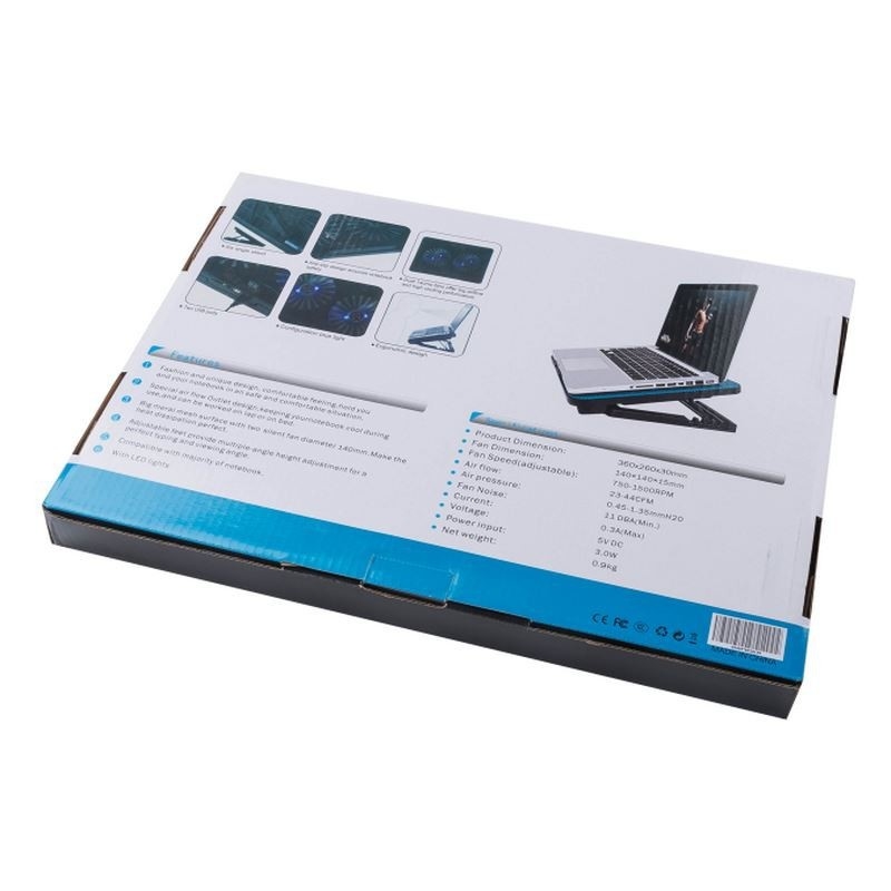Ventilatore per laptop ETEK, vassoio di raffreddamento per notebook, raffreddatore esterno per laptop, grandi dimensioni ma silenzioso