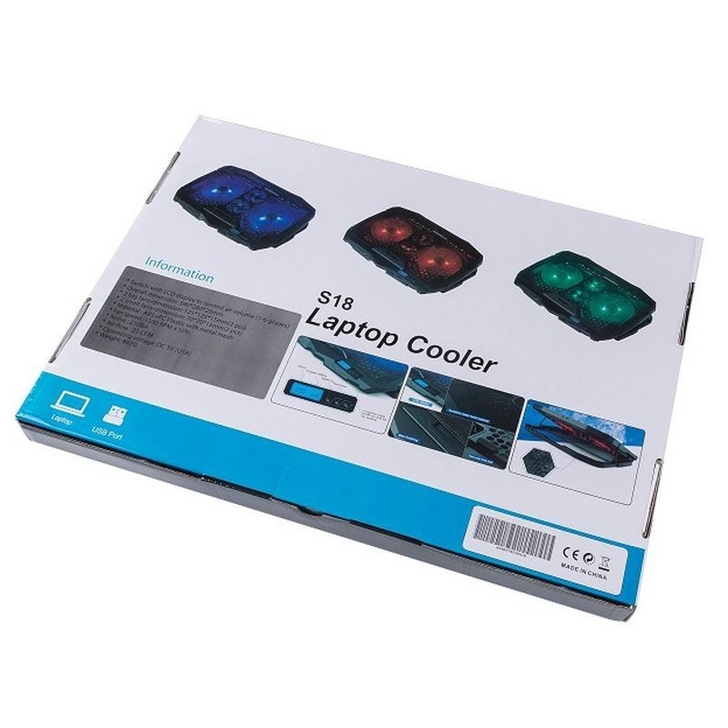 ETEK - Laptop Cooler con Info Screen 4 FANS 17 pollici per notebook a grande schermo