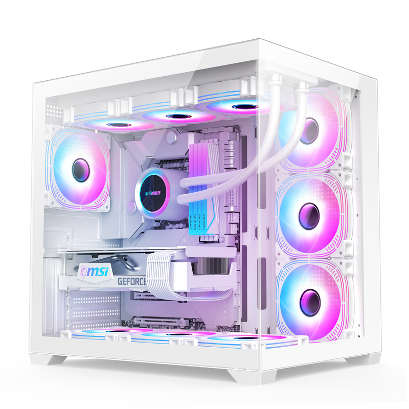 Cassa per computer con telaio moderno con buona ventilazione ampio spazio interno raffreddamento efficiente nei giochi e PC ad alte prestazioni