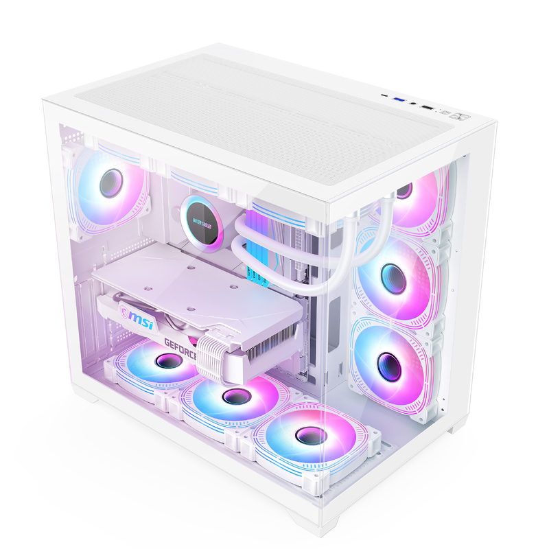 Cassa per computer con telaio moderno con buona ventilazione ampio spazio interno raffreddamento efficiente nei giochi e PC ad alte prestazioni