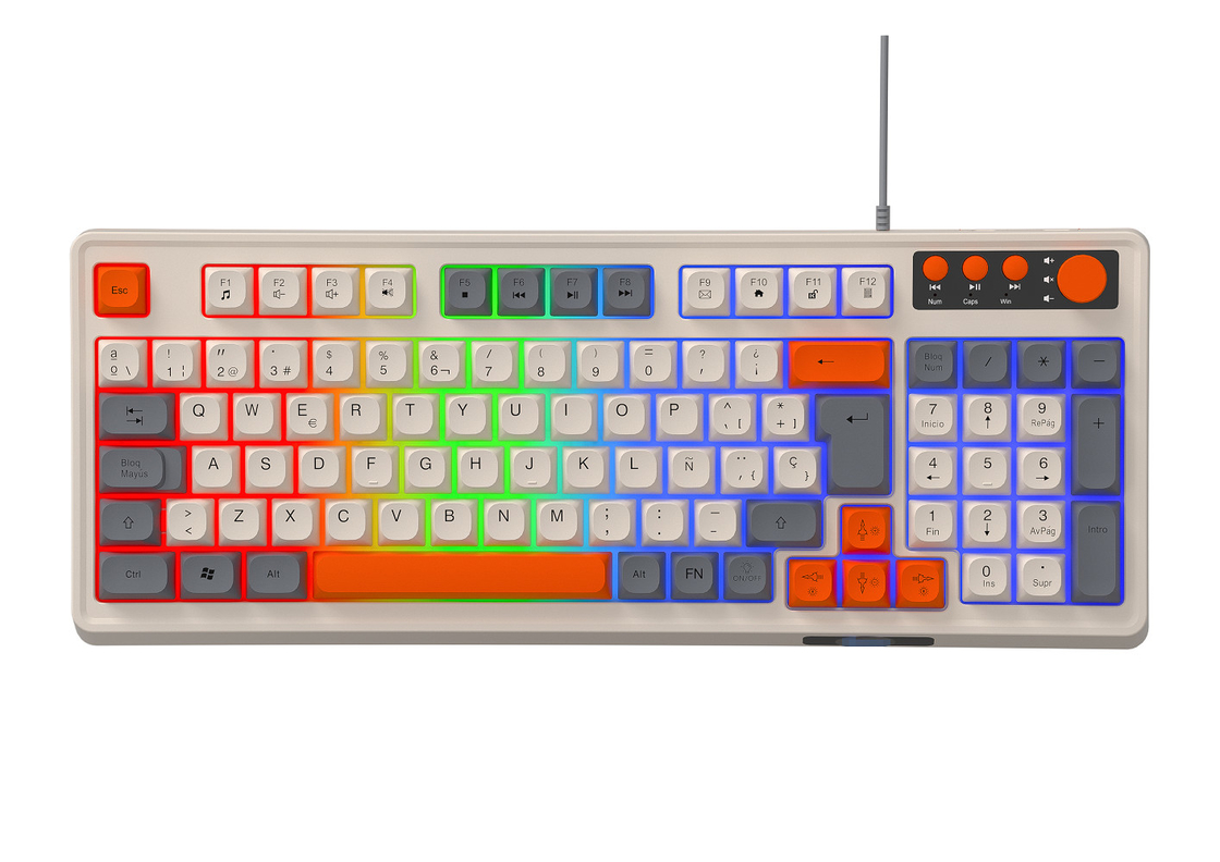 94+4 Pcs tasti multimediali Led Rainbow Backlit Tastiera multimediale per giochi