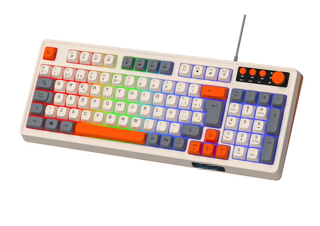 94+4 Pcs tasti multimediali Led Rainbow Backlit Tastiera multimediale per giochi