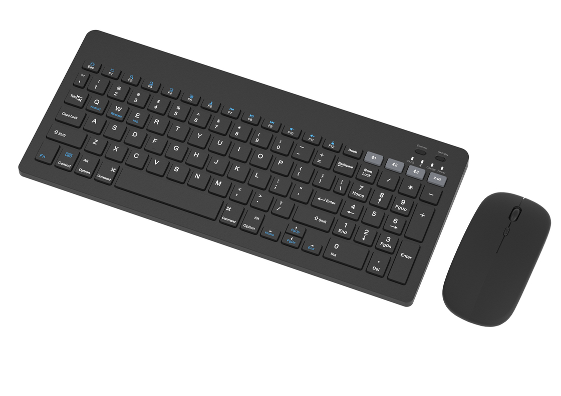 Tastiera wireless minimalista tutta nera a 99 tasti con ricarica wireless Multi-DPI 4D Mouse per uffici case
