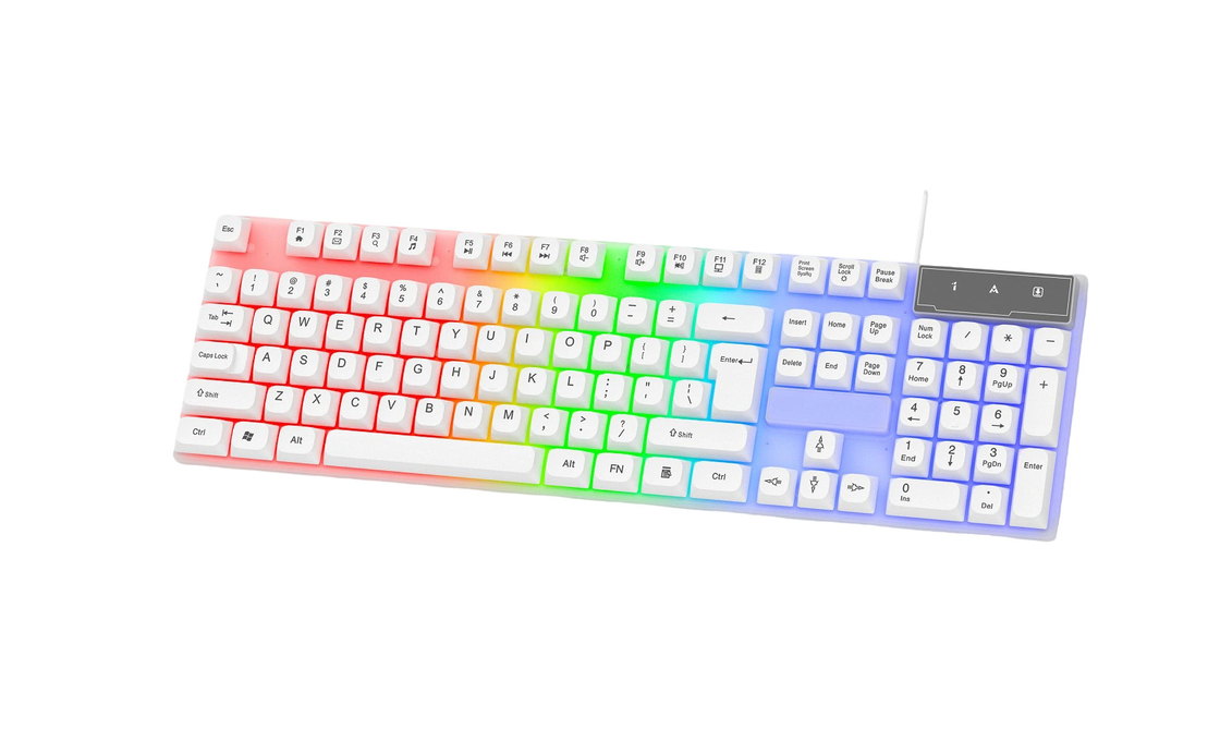 104 tasti Tastiera da gioco a grandezza naturale facile da trasportare luce di fondo LED arcobaleno tutti i tasti FN+F1-F12