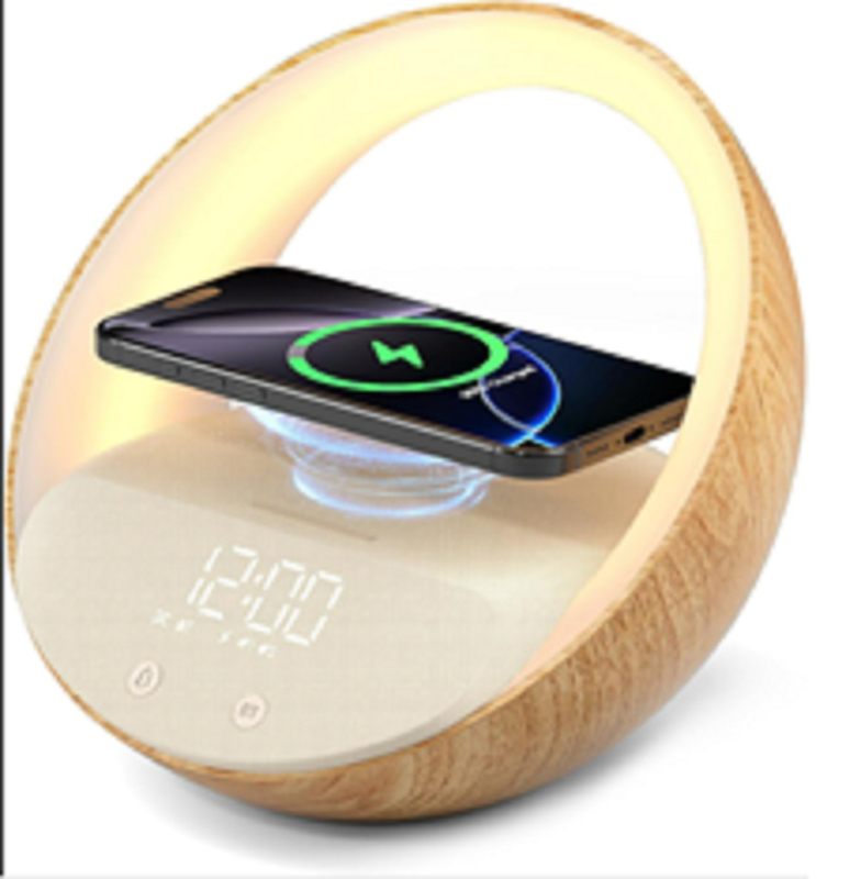 Altoparlante multifunzionale di ricarica wireless con connettività Bluetooth Luci a LED integrate e sveglia per famiglie
