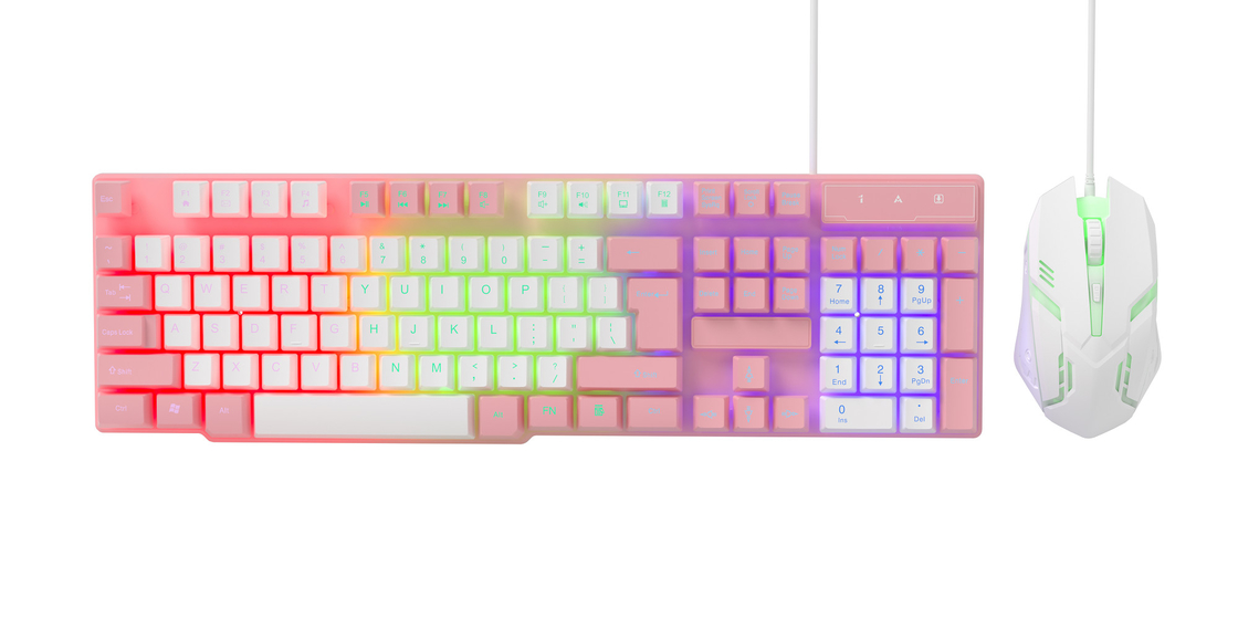 Compatto e portatile con illuminazione statica arcobaleno e film di carbonio di fascia alta tastiera e mouse per giocatori creativi