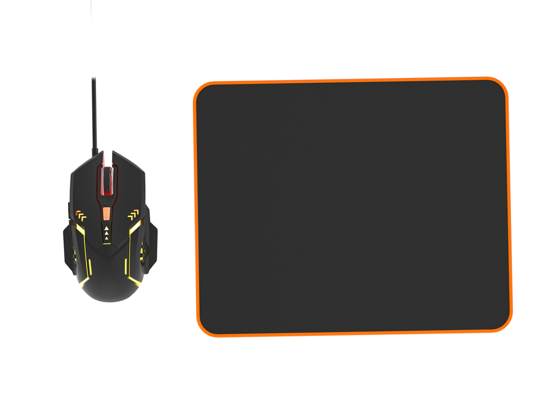 Illuminazione statica color arcobaleno Tastiera a pellicola di carbonio di fascia alta 6D Mouse per giochi cablato con ergonomia Pad comodo