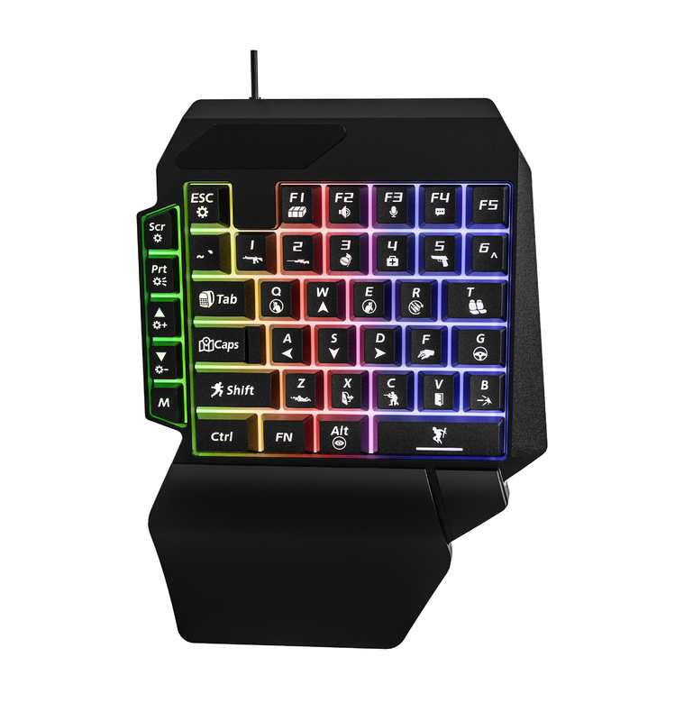 Tastiera da gioco a 40 tasti per uso a una mano Disegno compatto per giocatori FPS e RTS