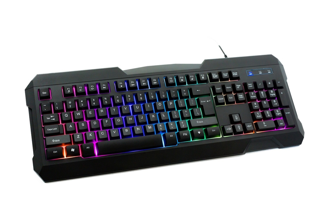 Tastiera da gioco a colori arcobaleno con 104 tasti Cavo di connessione da 2,8 metri per giocatori professionisti di ufficio
