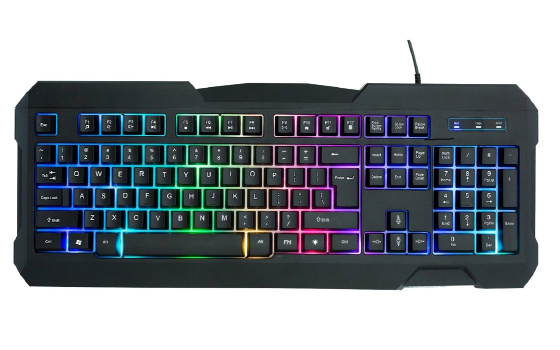 Tastiera da gioco a colori arcobaleno con 104 tasti Cavo di connessione da 2,8 metri per giocatori professionisti di ufficio