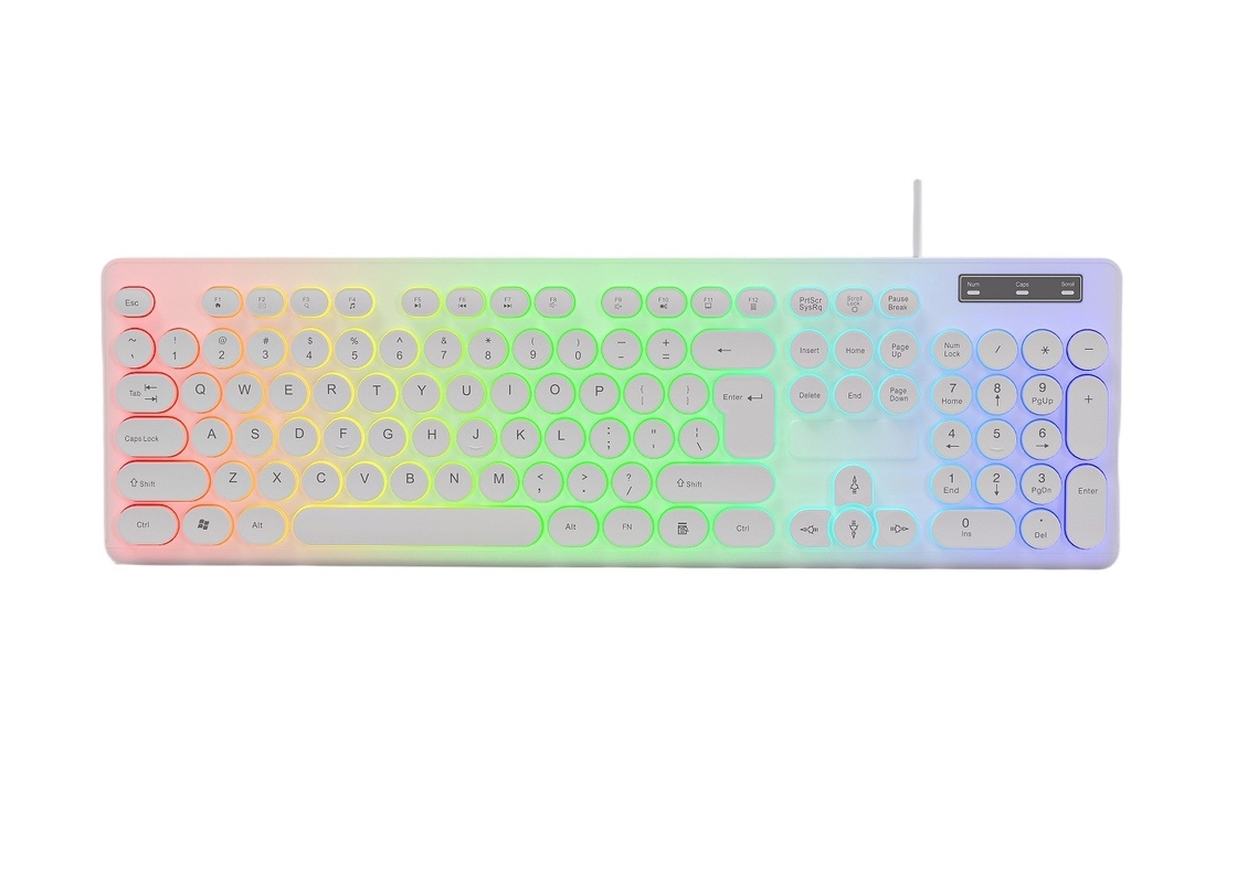 Tastiera leggera con retroilluminazione arcobaleno Tastiere mouse con effetto respiro Tasti FN + F1-F12 personalizzabili Per giocatori Utenti di ufficio Studenti