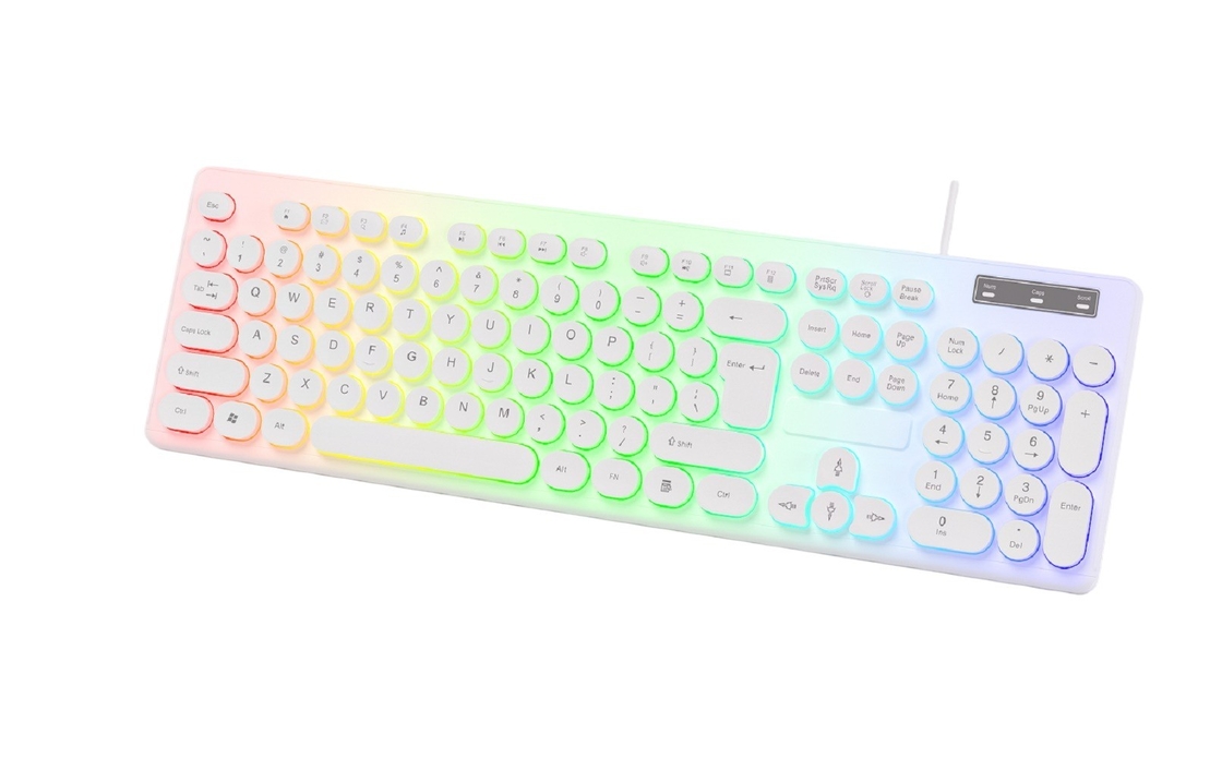Tastiera leggera con retroilluminazione arcobaleno Tastiere mouse con effetto respiro Tasti FN + F1-F12 personalizzabili Per giocatori Utenti di ufficio Studenti