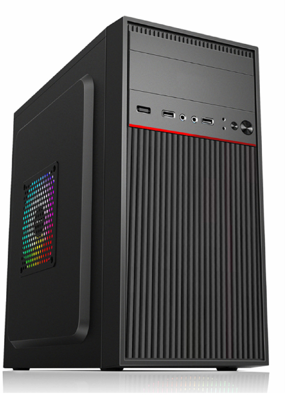 Strumenti di alimentazione standard ATX Cassa per computer con ventilatore da 12 cm e 8 cm montato sul lato anteriore sinistro e posteriore