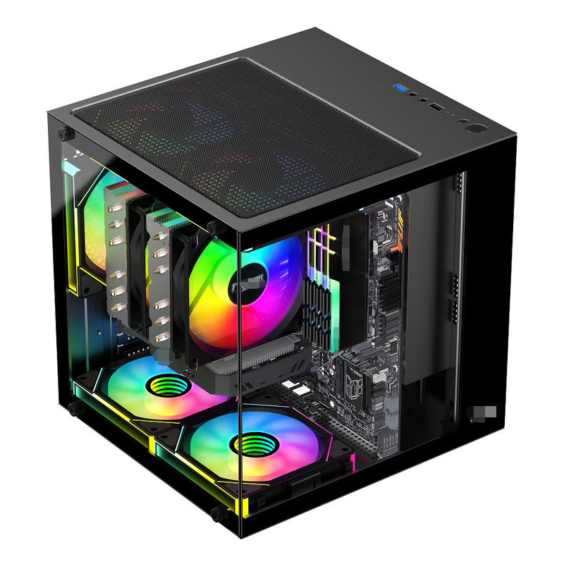 Cassa per PC MATX/ITX Supporta schede grafiche fino a 320 mm CPU raffreddatori fino a 165 mm 1 HDD 2 SSD 3 X 12CM Ventilatori per soldi