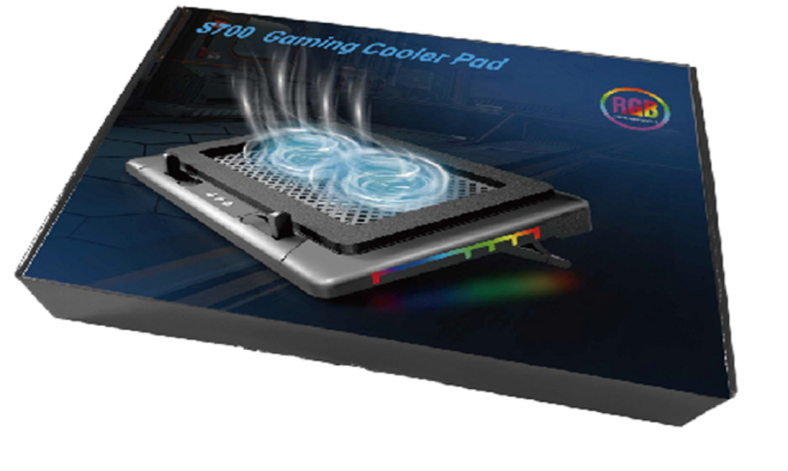 Piatto di raffreddamento per laptop con illuminazione RGB Due ventilatori da 14 cm che funzionano a 1400±10% RPM 7 livelli di regolazione dell'altezza per giocatori