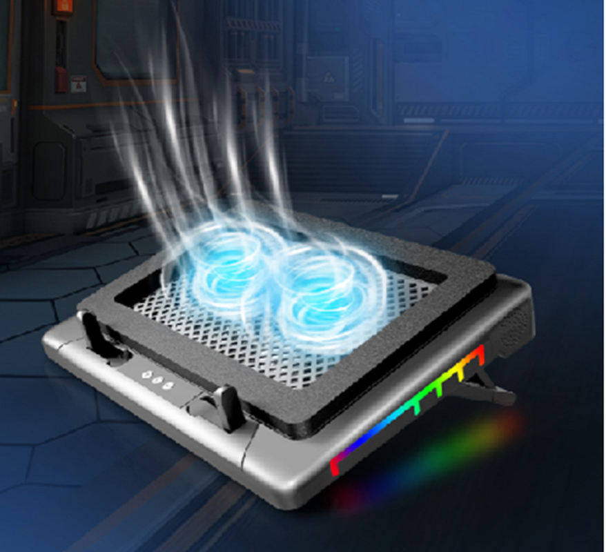 Piatto di raffreddamento per laptop con illuminazione RGB Due ventilatori da 14 cm che funzionano a 1400±10% RPM 7 livelli di regolazione dell'altezza per giocatori