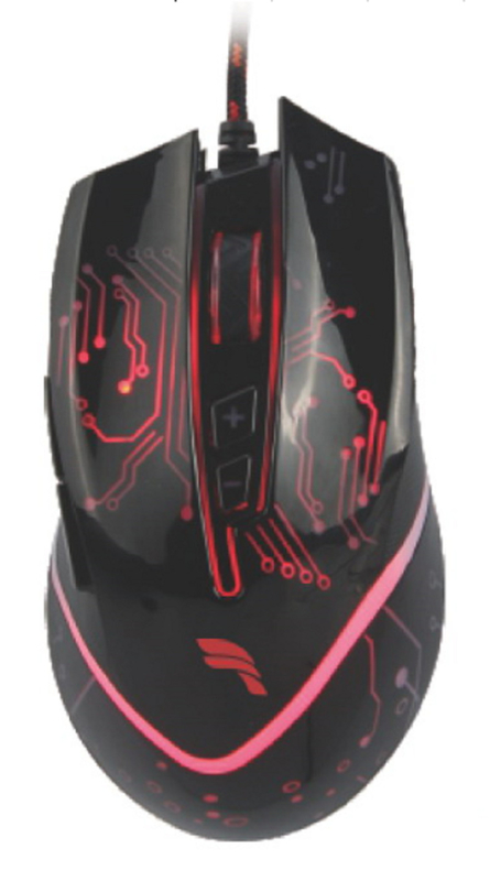 Mouse a pulsante 6D con cavo intrecciato USB Disegno classico nero Compatibile con più sistemi.