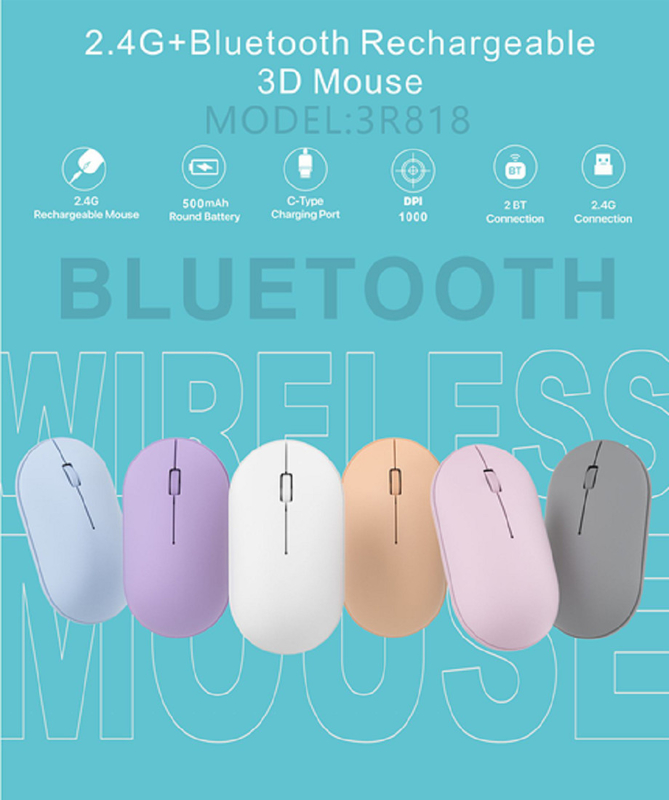 Tastiera a piedi da forbice e mouse ergonomico entrambi con batteria da 500mAh Bluetooth 3.0/2.4G connessione wireless 1200 DPI
