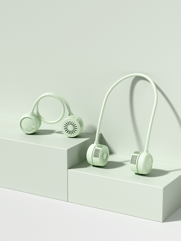 Vento morbido a tre livelli Flusso d'aria a 360 gradi Tubo universale 1000mAh Batteria TYPE-C Carica Ventilatori portatili in bianco e verde menta